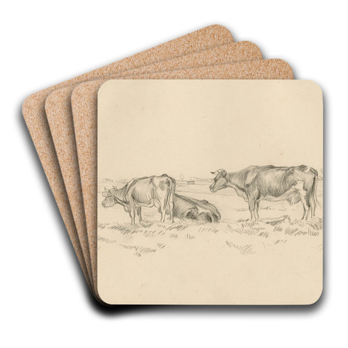 Een drietal koeien in een wei by Frans Smissaert Art Drink Coaster set