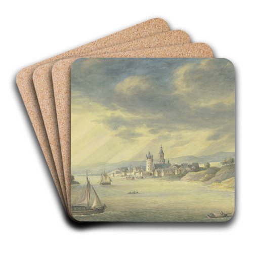Ansicht von Eltville am Rhein by Georg Melchior Kraus Art Drink Coaster set