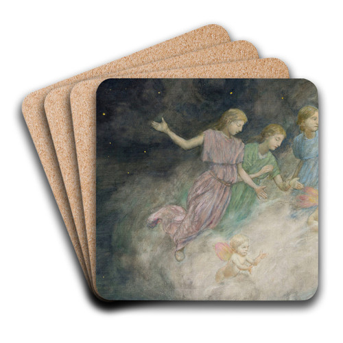 Angels  Annunciation by Hans Thoma Art Drink Coaster set