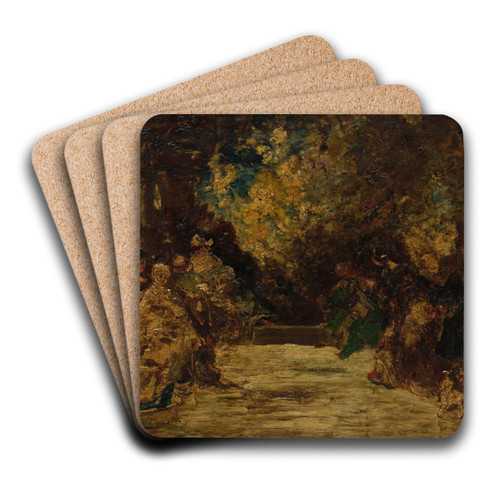 Figures on a Terrace by Adolphe Monticelli Art Drink Coaster set