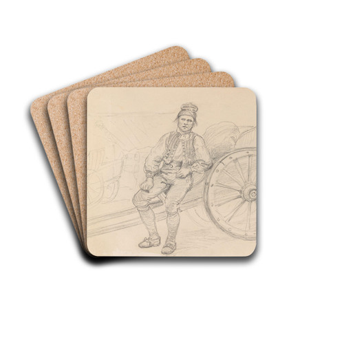 Mannsfigur og kjerre, ppelbo by Adolph Tidemand Drink Coasters - set of 4