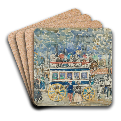 The Paris Omnibus by Maurice Prendergast Art Drink Coaster set
