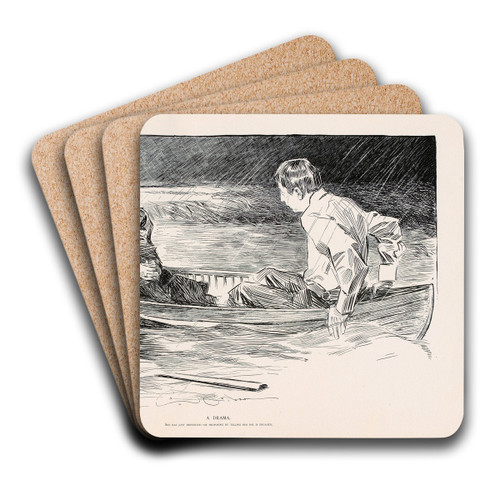 A Drama by Charles Dana Gibson Art Drink Coaster set