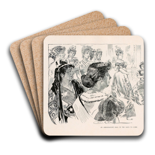 An Ambassador's ball in the days to come by Charles Dana Gibson Art Drink Coaster set