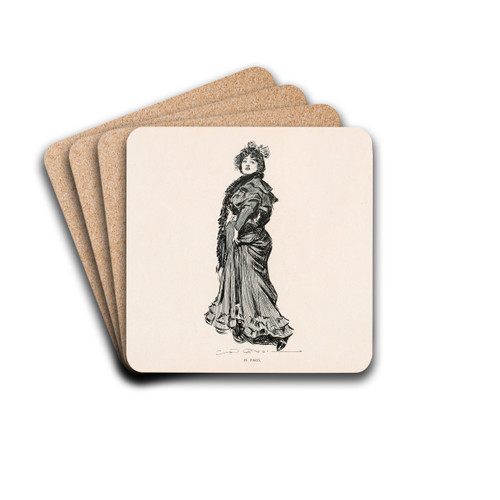 In Paris by Charles Dana Gibson Drink Coasters - set of 4 In Paris by Charles Dana Gibson Drink Coasters - set of 4
