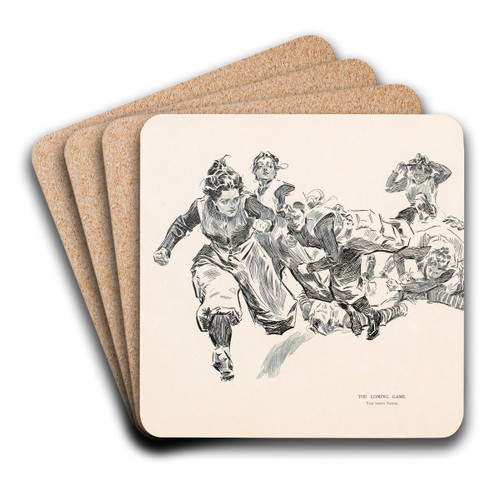 The coming game by Charles Dana Gibson Art Drink Coaster set