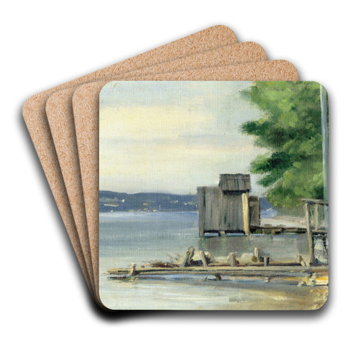 Badehtte am Starnberger See bei Ambach by Carl Bolze Art Drink Coaster set