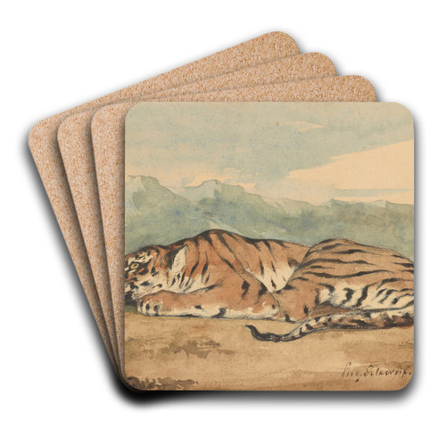 Royal Tiger by Eugne Delacroix Art Drink Coaster set