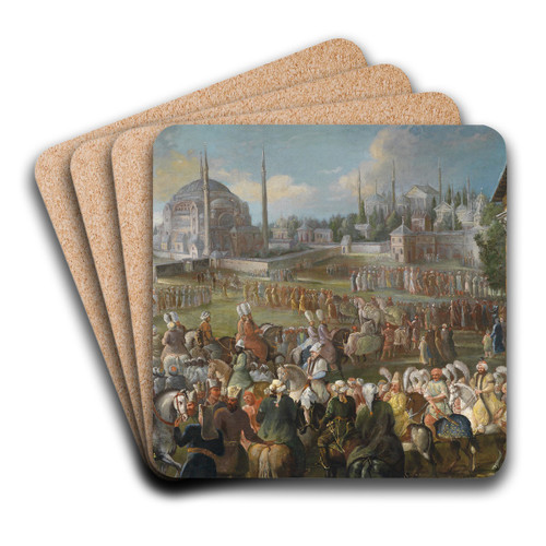 Prozession des Sultans in Istanbul by Jean Baptiste Vanmour Art Drink Coaster set
