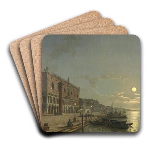 Moonlight on the Grand Canal, Venice by Henry Pether Art Drink Coaster set Moonlight on the Grand Canal, Venice by Henry Pether Art Drink Coaster set