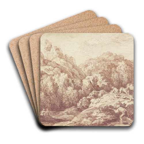Berglandschaft mit Raubberfall by Gaspard Dughet Art Drink Coaster set