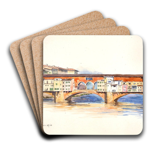 Ponte Vecchio, Florence by George Elbert Burr Art Drink Coaster set