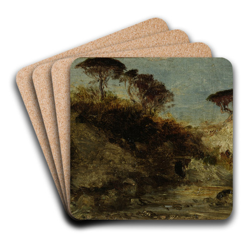 Naples, pins parasols by Flix Ziem Art Drink Coaster set
