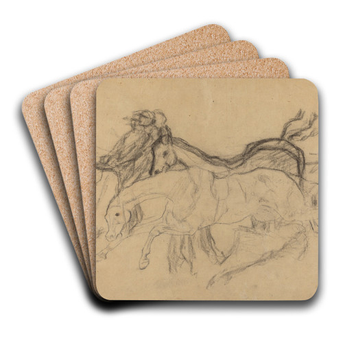 Racehorses (study for 'Scene from the Steeplechase - The Fallen Jockey') by Edgar Degas Art Drink Coaster set