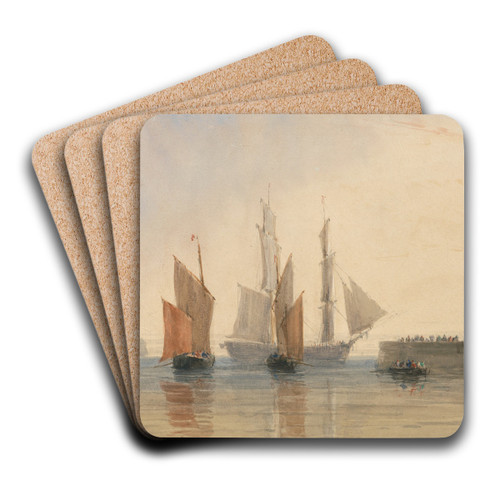 Entrance to Calais Harbour by David Cox Art Drink Coaster set