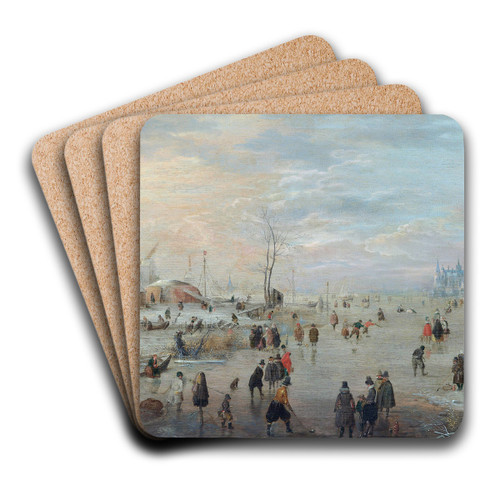 Enjoying the Ice by Hendrick Avercamp Art Drink Coaster set Enjoying the Ice by Hendrick Avercamp Art Drink Coaster set
