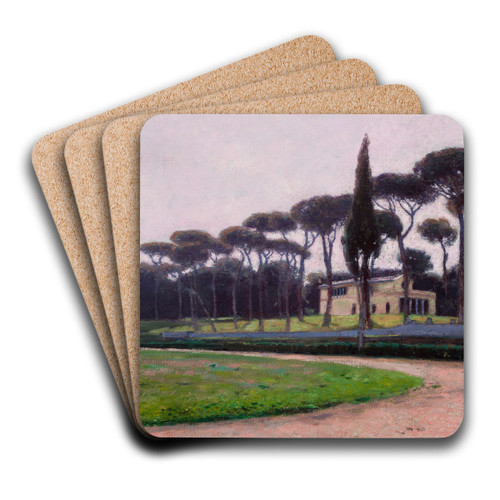 Villa Borghese in Rome by Aleksander Gierymski Art Drink Coaster set