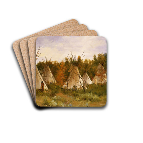 The Summer Camp by Joseph Henry Sharp Drink Coasters - set of 4 The Summer Camp by Joseph Henry Sharp Drink Coasters - set of 4