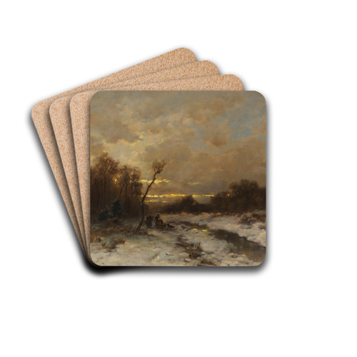 Winterlandschaft mit Reisigsammlern by Dsir Thomassin Drink Coasters - set of 4