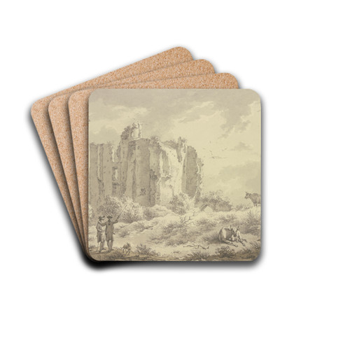 Ruwine van het huys t'Brederode van achteren op te rechten Syde by Egbert van Drielst Drink Coasters - set of 4 Ruwine van het huys t'Brederode van achteren op te rechten Syde by Egbert van Drielst Drink Coasters - set of 4
