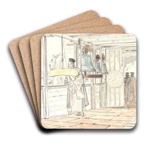 Klostersvalegang med klokker by Martinus Rrbye Art Drink Coaster set