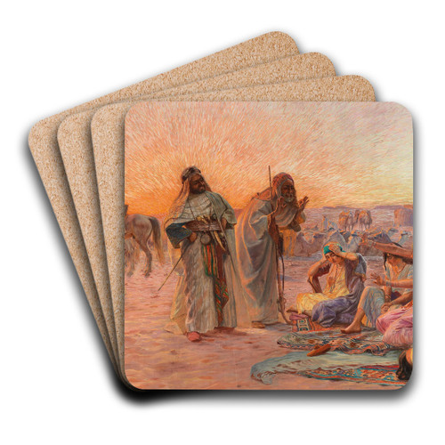 The Caravan Resting by Otto Pilny Art Drink Coaster set