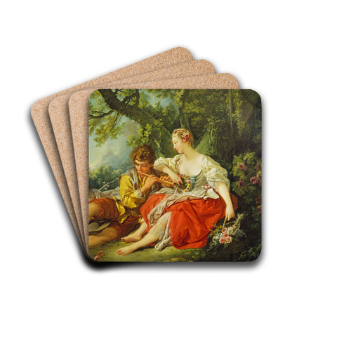 Shepherd Piping to a Shepherdess by Franois Boucher Drink Coasters - set of 4