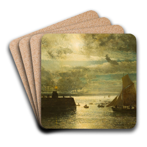 Moonlit Landscape by Alfred Wahlberg Art Drink Coaster set