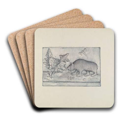 Relief Panel of Bear by Flora Merchant Art Drink Coaster set