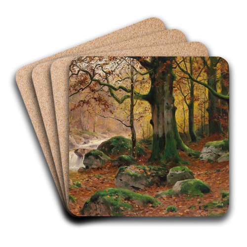 Herbstliche Waldlandschaft by Walter Moras Art Drink Coaster set