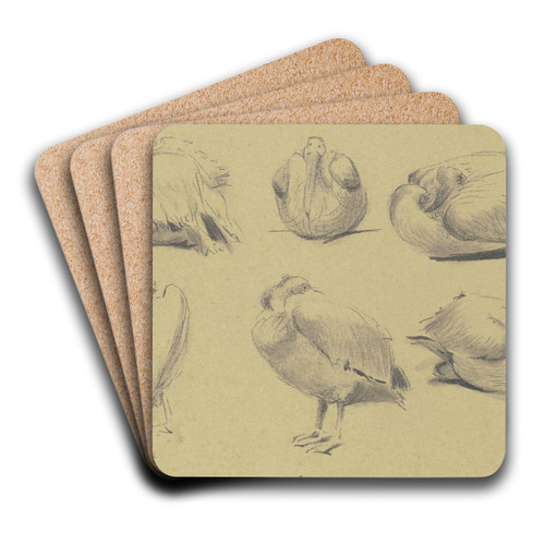 Pelicans by Wilhelm Gentz Art Drink Coaster set
