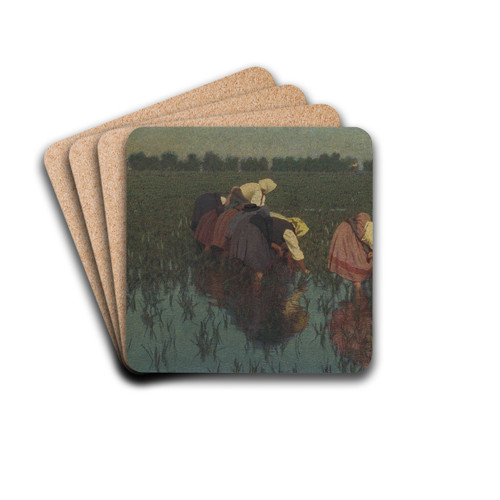Le risaiuole by Angelo Morbelli Drink Coasters - set of 4