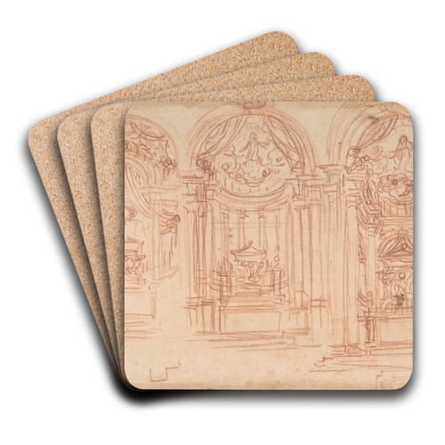 Design for a Catafalgue Used on the Occasion of the Canonization of Saint Mary Magdalen de' Pazzi, Florence, 1669 by Baldassarre Franceschini Art Drink Coaster set
