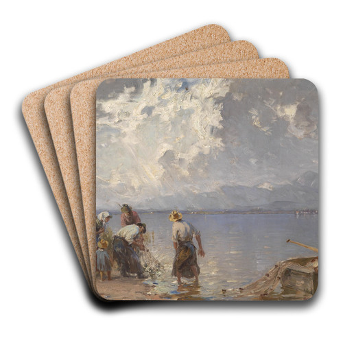 Fischerfamilie am Chiemsee by Joseph Wopfner Art Drink Coaster set