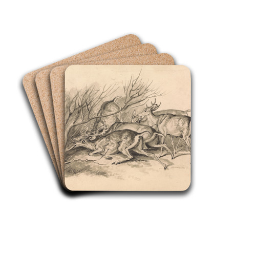 Deer Before a Thicket by Samuel Howitt Drink Coasters - set of 4