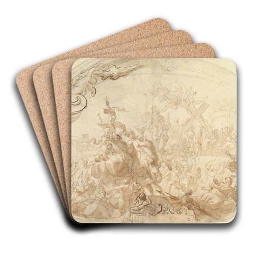Study for Emperor Heraclius Carrying the Cross into Jerusalem by Gregorio de' Ferrari Art Drink Coaster set Study for Emperor Heraclius Carrying the Cross into Jerusalem by Gregorio de' Ferrari Art Drink Coaster set