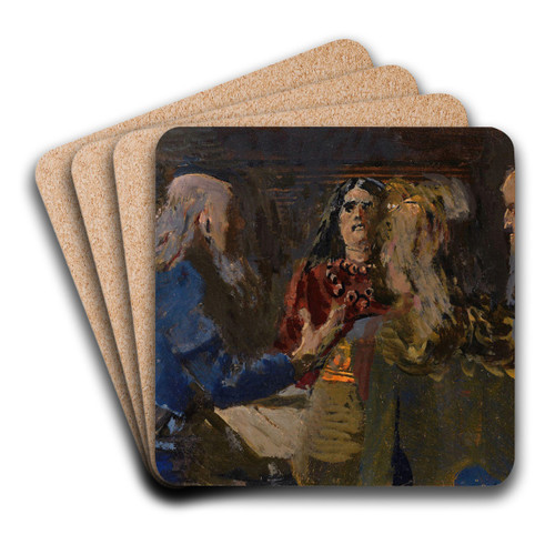 Sigurd Syr, sta, Olav og Rane by Christian Krohg Art Drink Coaster set Sigurd Syr, sta, Olav og Rane by Christian Krohg Art Drink Coaster set