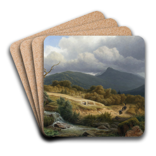 The Cemetery at Baden-Baden by Pierre Louis Dubourcq Art Drink Coaster set The Cemetery at Baden-Baden by Pierre Louis Dubourcq Art Drink Coaster set