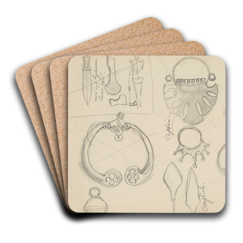 szkice ozdb oraz broni do obrazu 'Pogrzeb wodza Rusw' by Henryk Siemiradzki Art Drink Coaster set