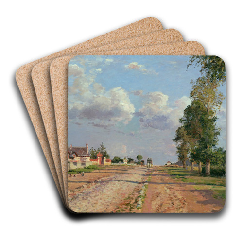 Route de Versailles, Rocquencourt by Camille Pissarro Art Drink Coaster set
