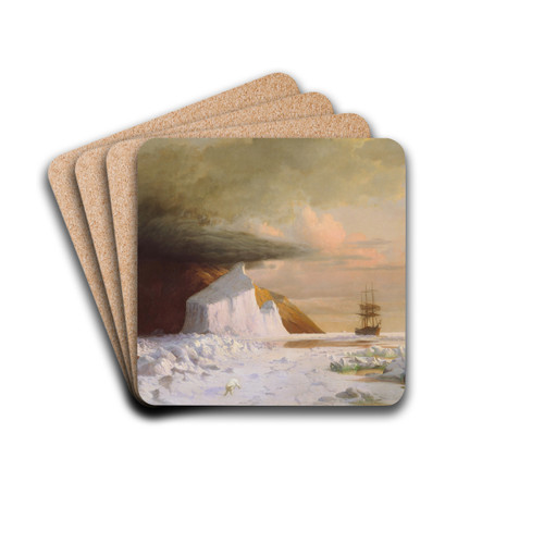 An Arctic Summer- Boring Through the Pack in Melville Bay by William Bradford Drink Coasters - set of 4