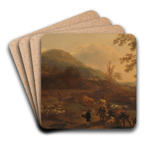The Three Droves by Nicolaes Pietersz. Berchem Art Drink Coaster set The Three Droves by Nicolaes Pietersz. Berchem Art Drink Coaster set