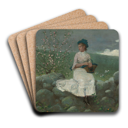 Peach Blossoms by Winslow Homer Art Drink Coaster set Peach Blossoms by Winslow Homer Art Drink Coaster set