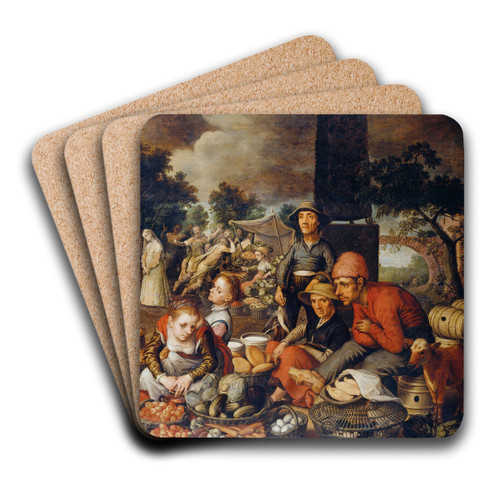 Market Scene with Christ and the Adulteress by Pieter Aertsen Art Drink Coaster set Market Scene with Christ and the Adulteress by Pieter Aertsen Art Drink Coaster set