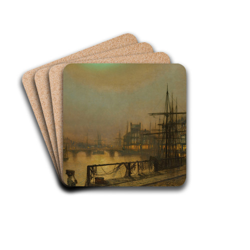 Whitby at night by John Atkinson Grimshaw Drink Coasters - set of 4
