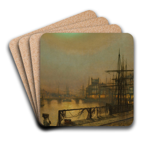 Whitby at night by John Atkinson Grimshaw Art Drink Coaster set Whitby at night by John Atkinson Grimshaw Art Drink Coaster set