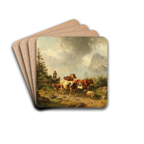 Returning Home from the Alpine Pasture by Edmund Mahlknecht Drink Coasters - set of 4 Returning Home from the Alpine Pasture by Edmund Mahlknecht Drink Coasters - set of 4