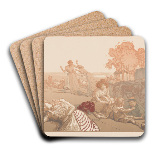 Bucolique Moderne 4 by Auguste Louis Lepre Art Drink Coaster set