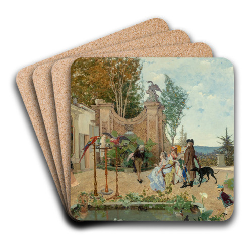 At the Villa Borghese by Lorenzo Valles Art Drink Coaster set