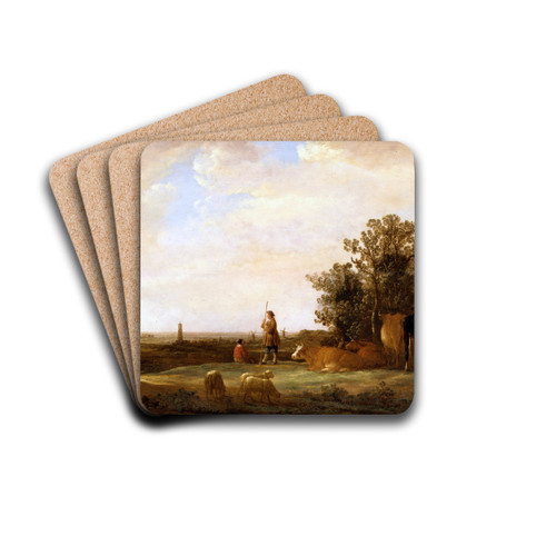 View on a Plain by Aelbert Cuyp Drink Coasters - set of 4